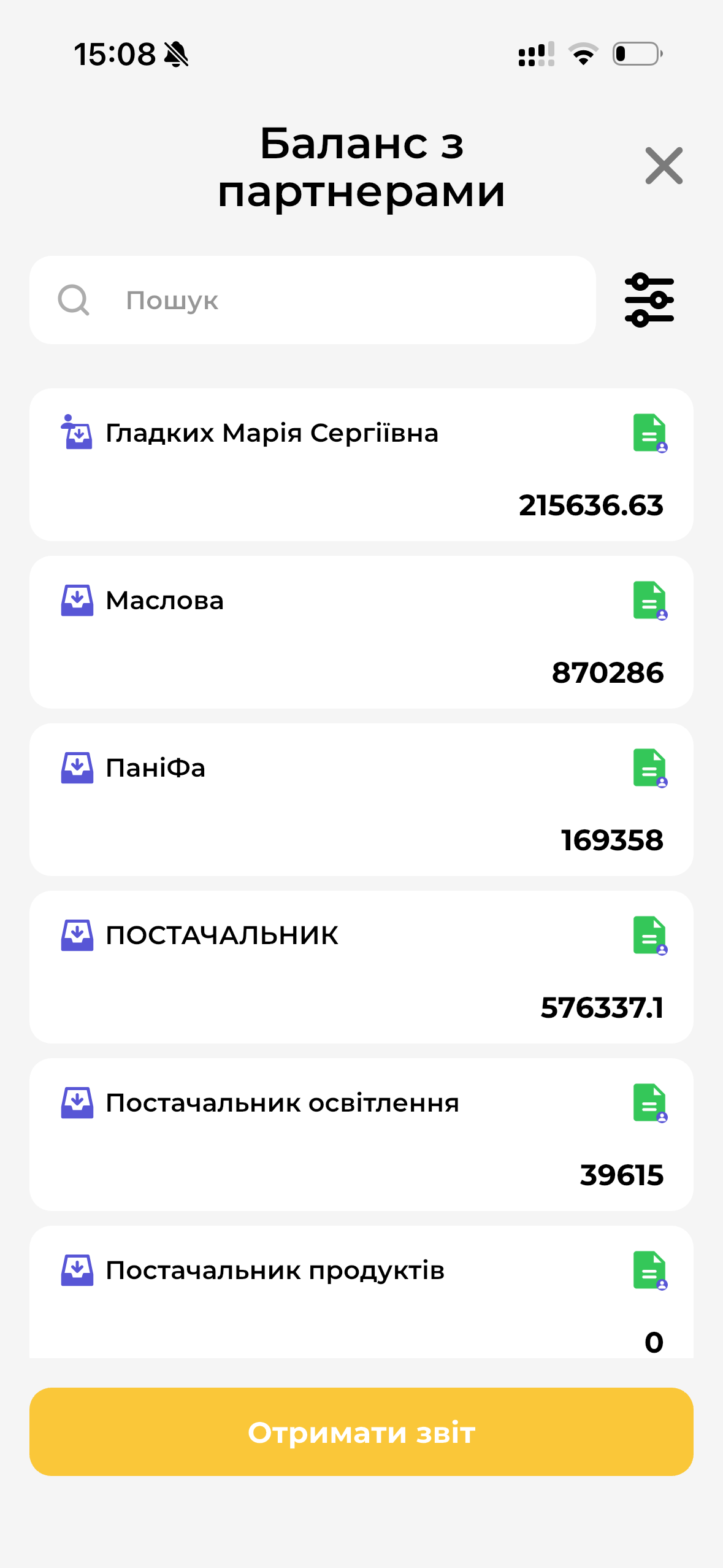 Баланс з партнерами МД