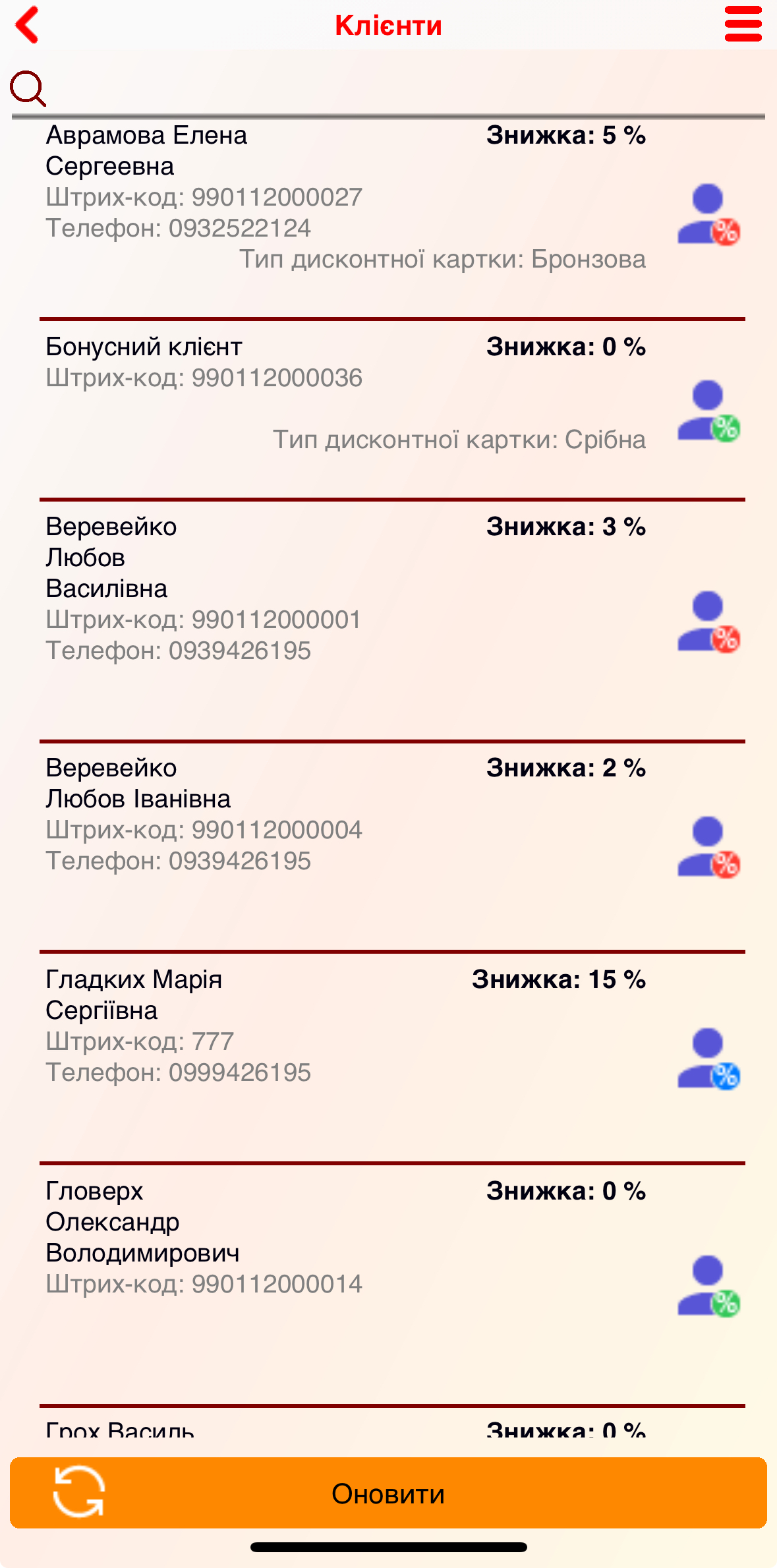 Клієнти - реалізація - додаток