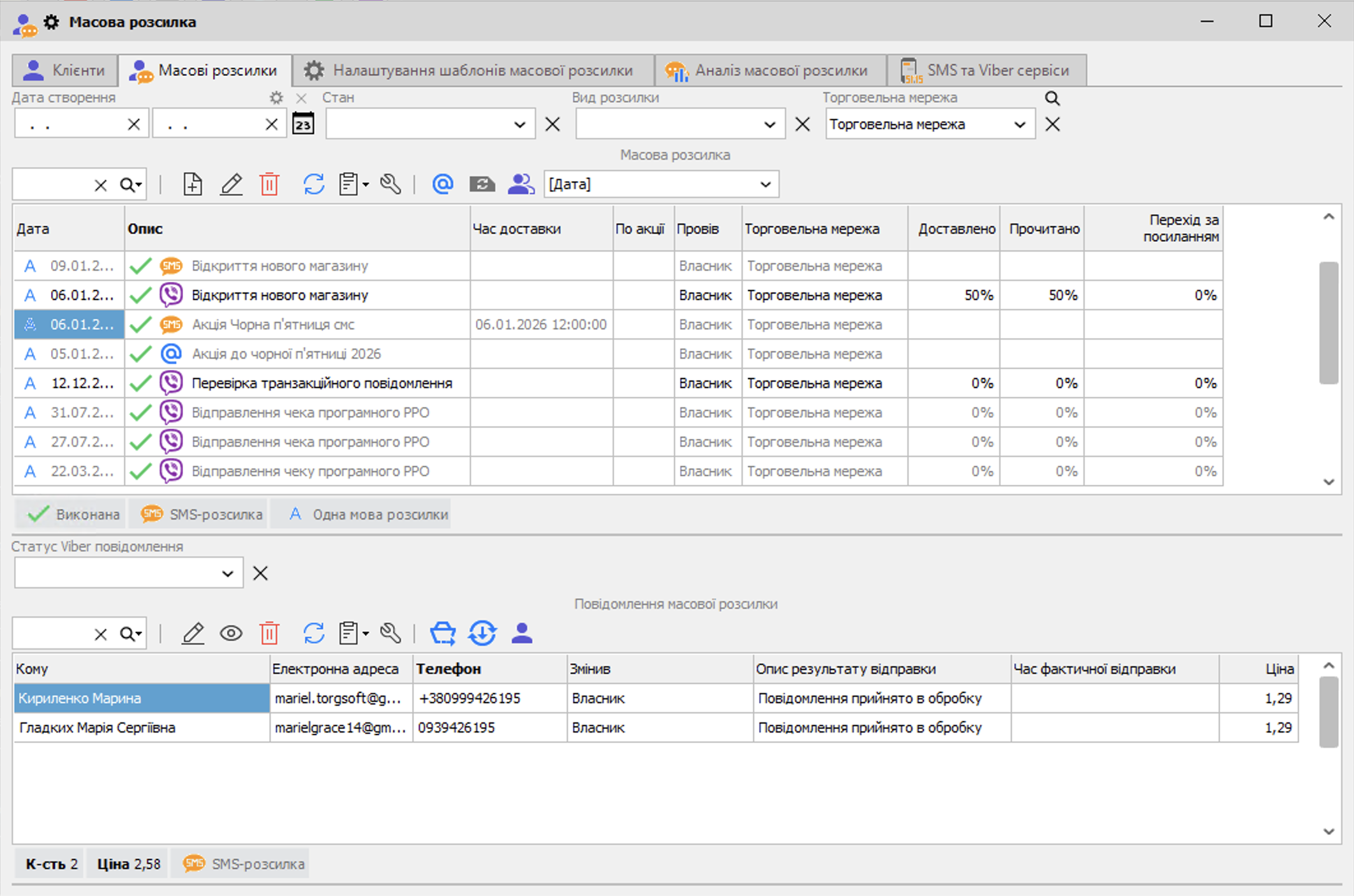 Масова розсилка - головна
