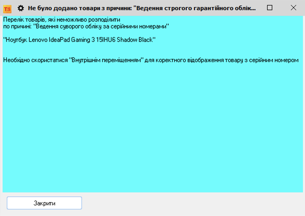 Не було додано товари в розподіл