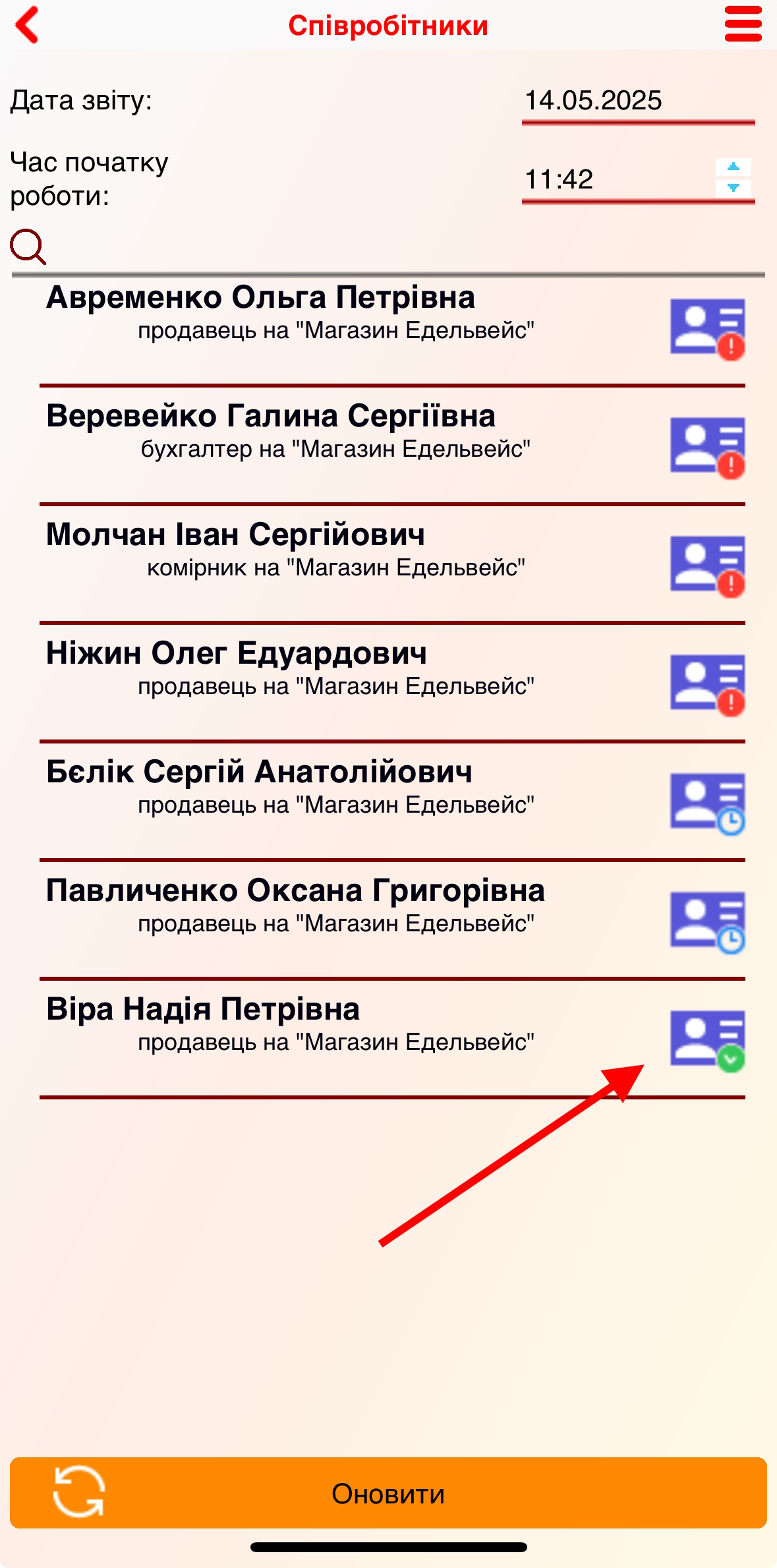 Присутній співробітник