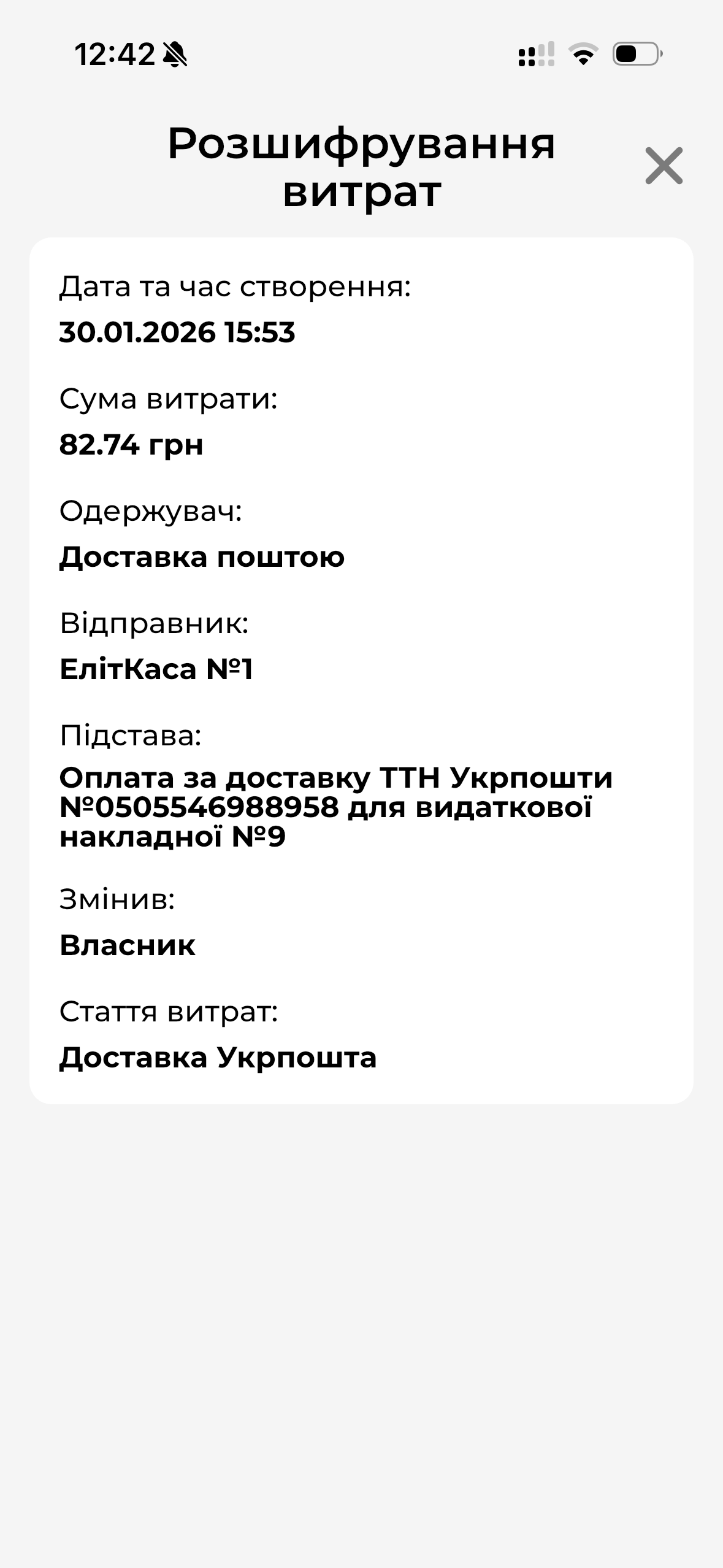 Розшифрування витрати МД