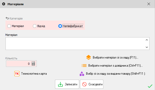 Напівфабрикат - ТК